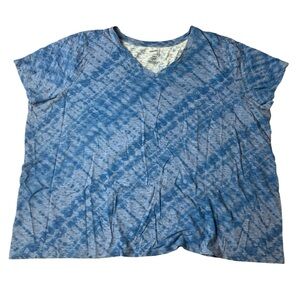 Sonoma Goods For Life Blue Tie Dye V-Neck Tee | 3X Plus Size